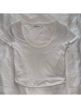 Abercrombie Scoop Neck Short Sleeve Crop Top White XS